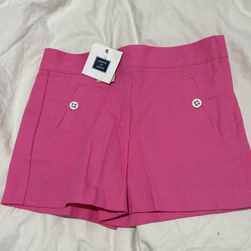 Janie & Jack 5 hot pink adjustable waist band nwt white buttons side zip